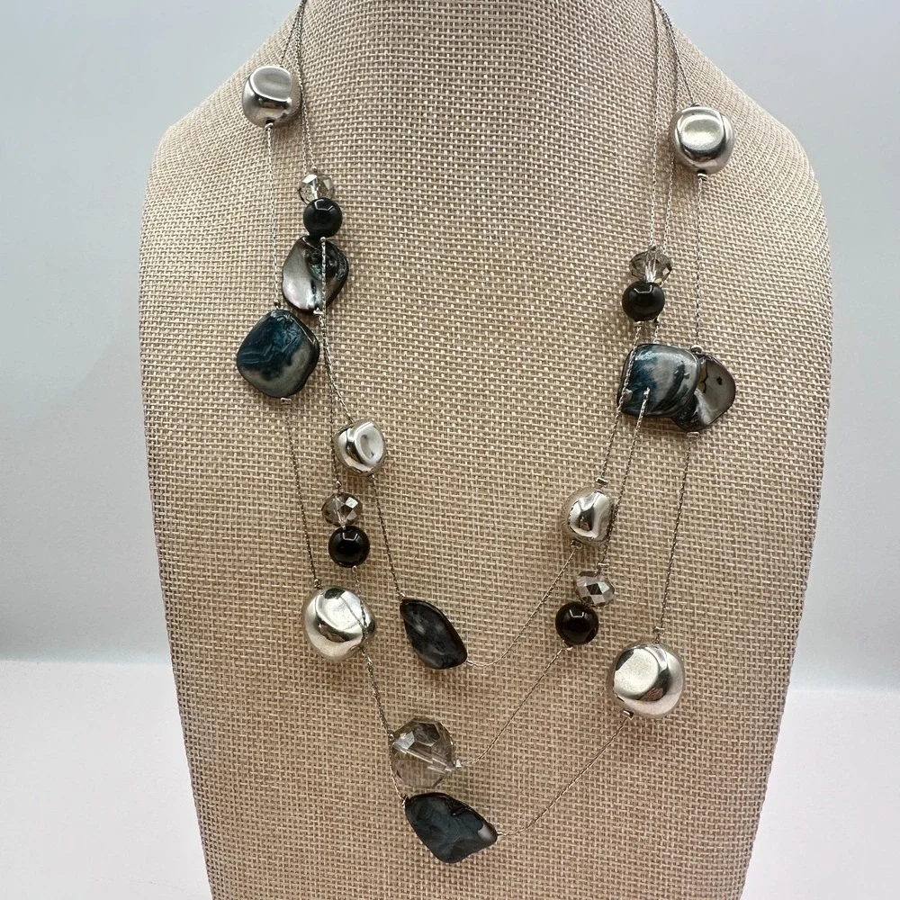 Vintage Y2K Nautical Turquoise Teardrop Pendant Statement Necklace